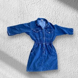 Fades denim 3/4 sleeve snap button midi dress